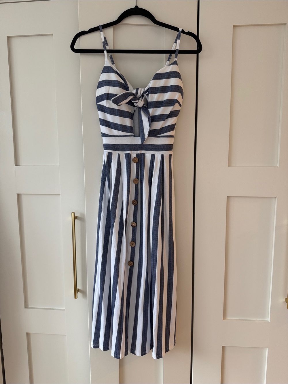 Striped Tie-Front Sundress in Navy and White